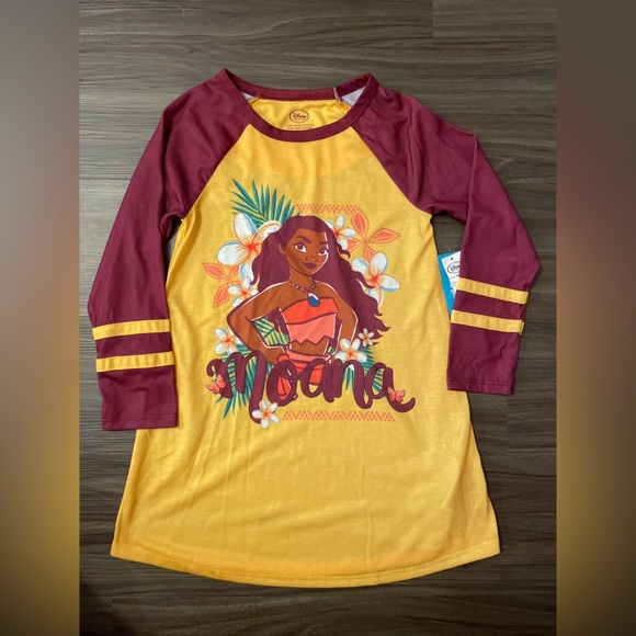 Disney Collection Girls Moana Maroon and Yellow Nightgown size 5/6-NWT - Picture 4 of 7